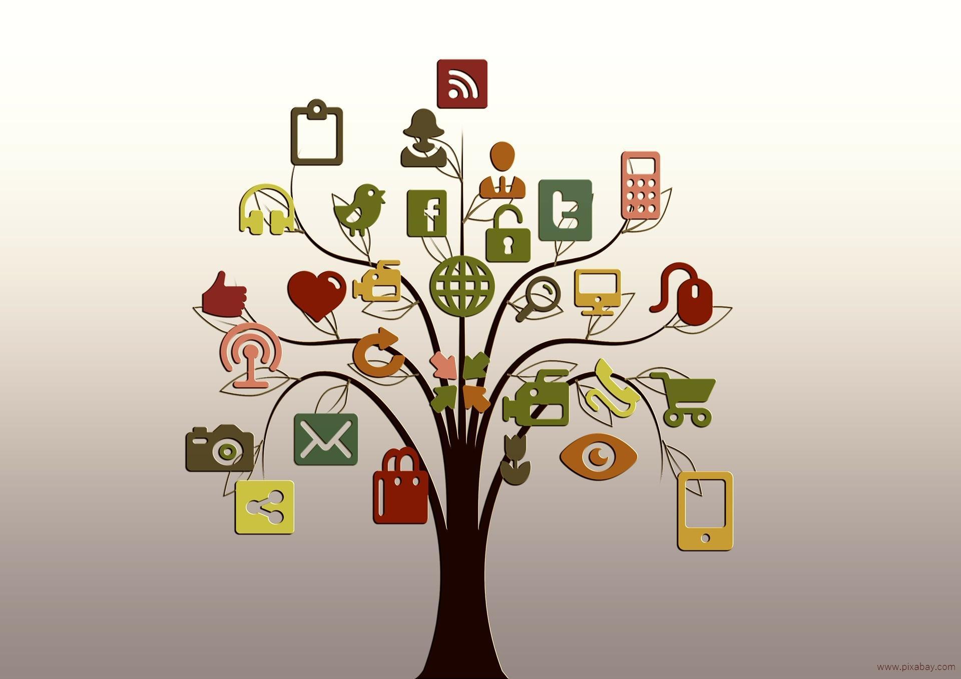 Nachhaltigkeit PR - Baum mit Symbolen